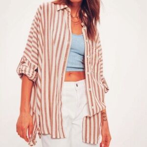 AE oversized striped buttondown